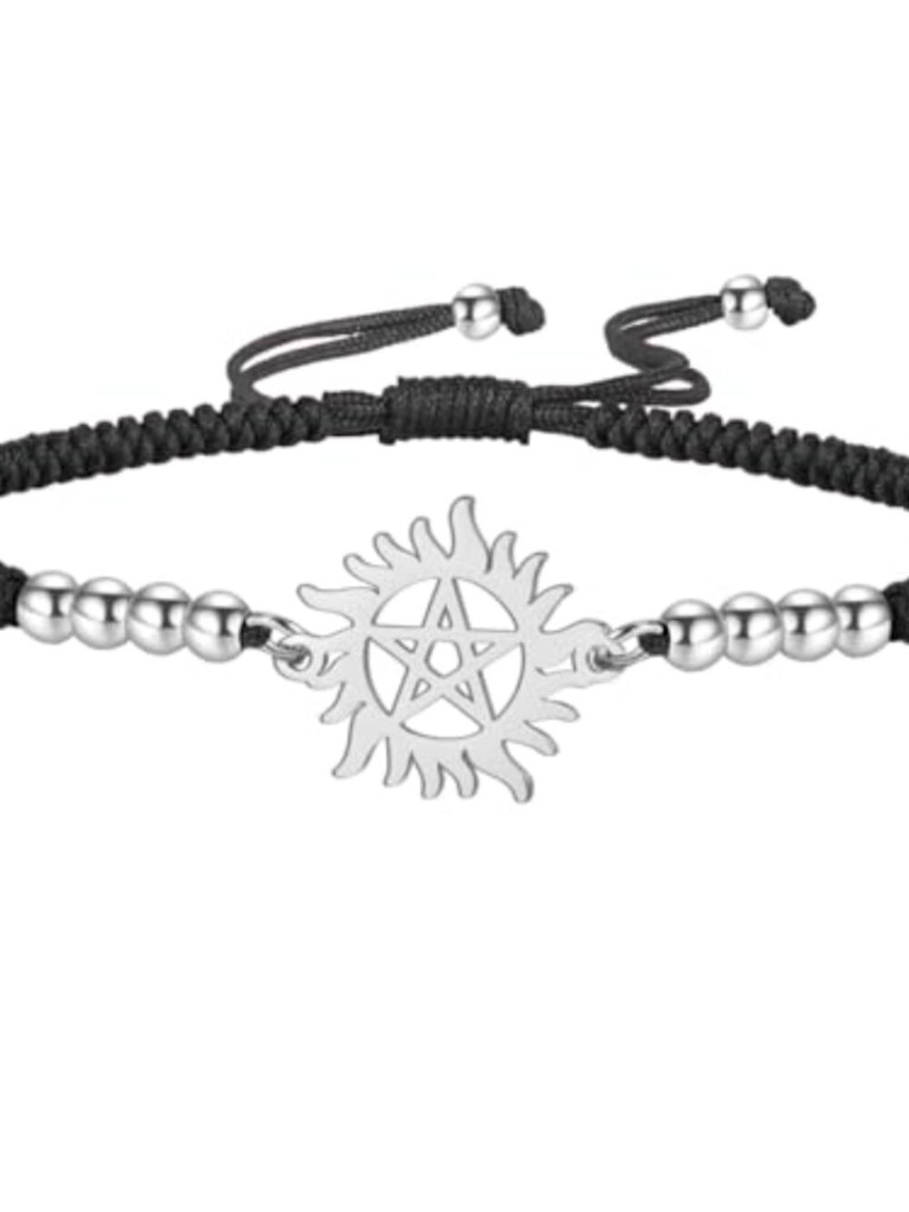Stainless Steel Pentagram Sun Bracelet Adjustable Supernatural Rope Charm